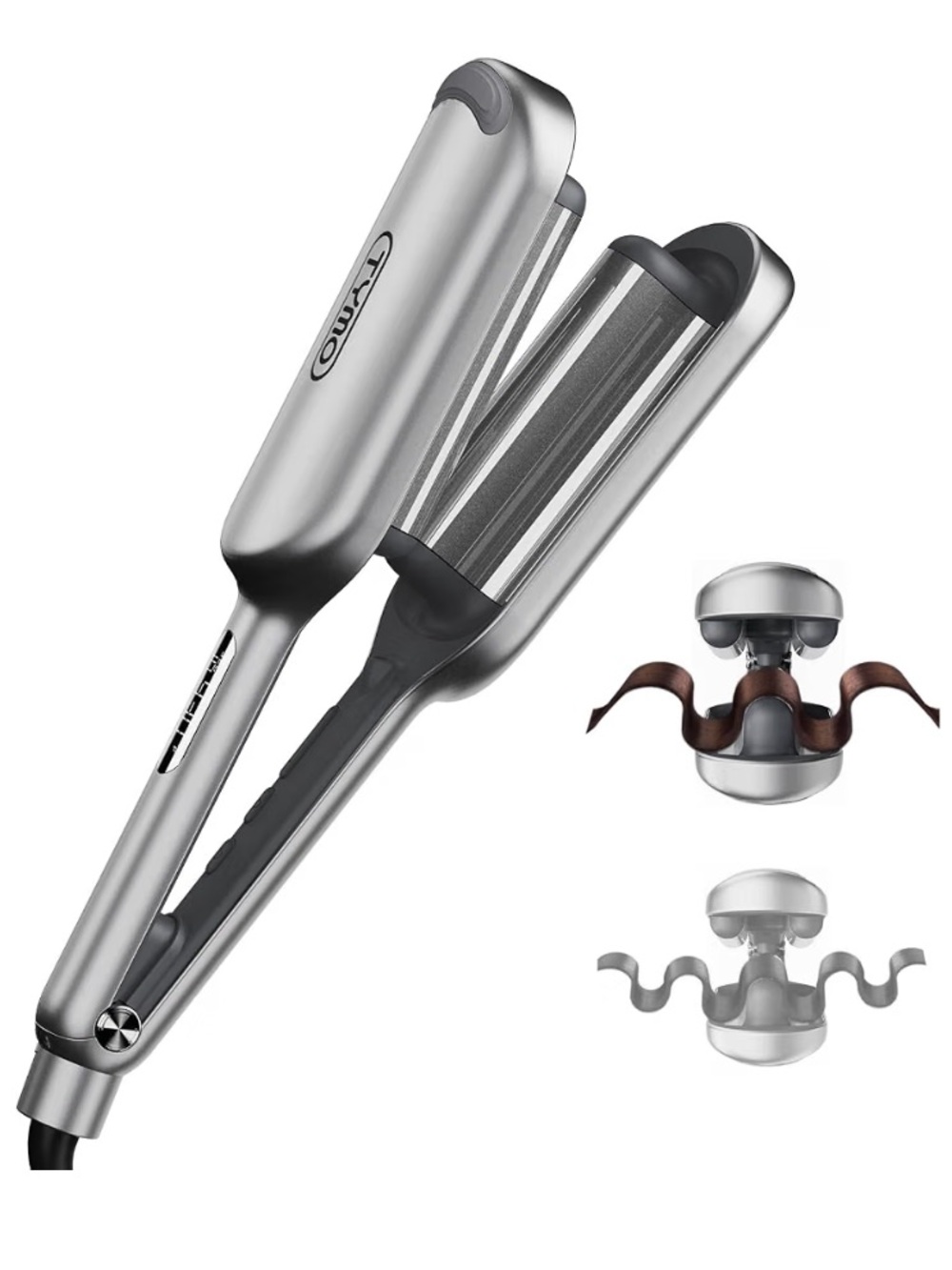 TYMO Rovy Beach Waver 3 Barrel Crimper 1.35” Grey NWOB